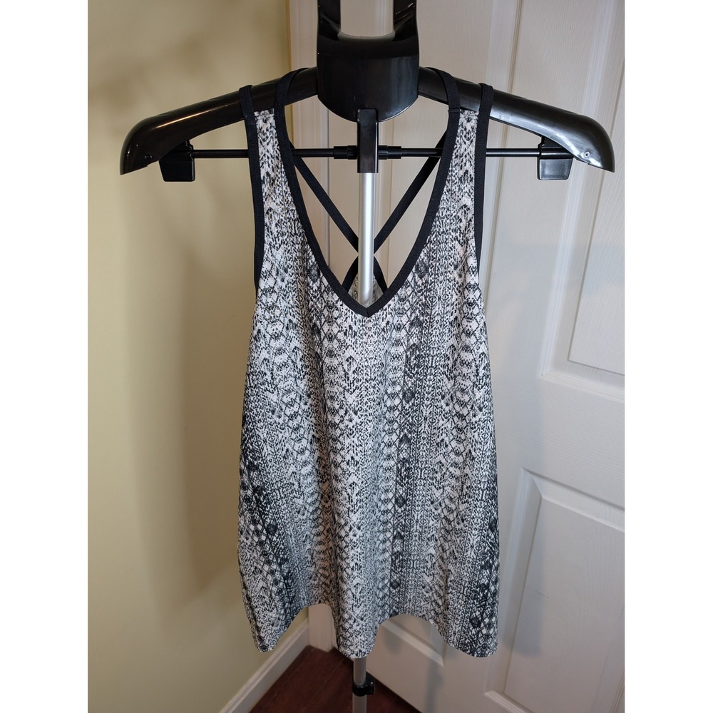 Athleta Limitless Tank Top Women Large Snakeskin Print Strappy Mesh